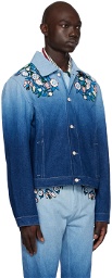 Casablanca Blue Embroidered Denim Jacket