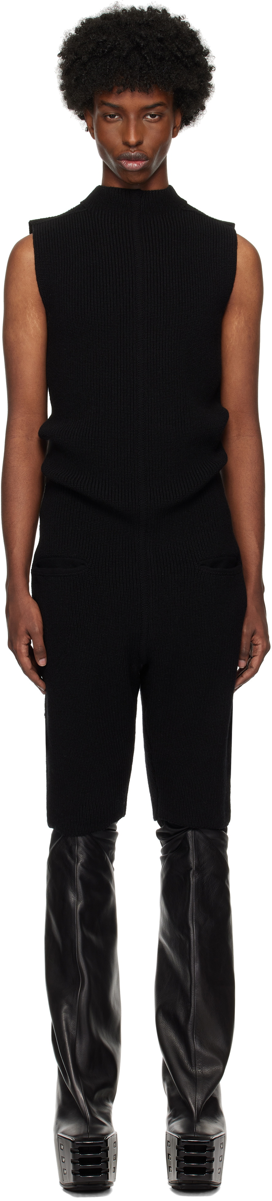 Rick Owens Black Hollywood Headon Jumpsuit Rick Owens