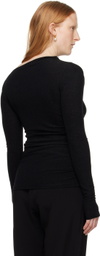 Elleme Black Draped Long Sleeve T-Shirt