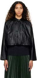MM6 Maison Margiela Black Cropped Faux-Leather Jacket