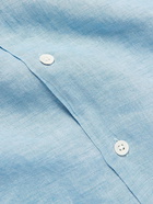 FRESCOBOL CARIOCA - Thomas Camp-Collar Linen Shirt - Blue