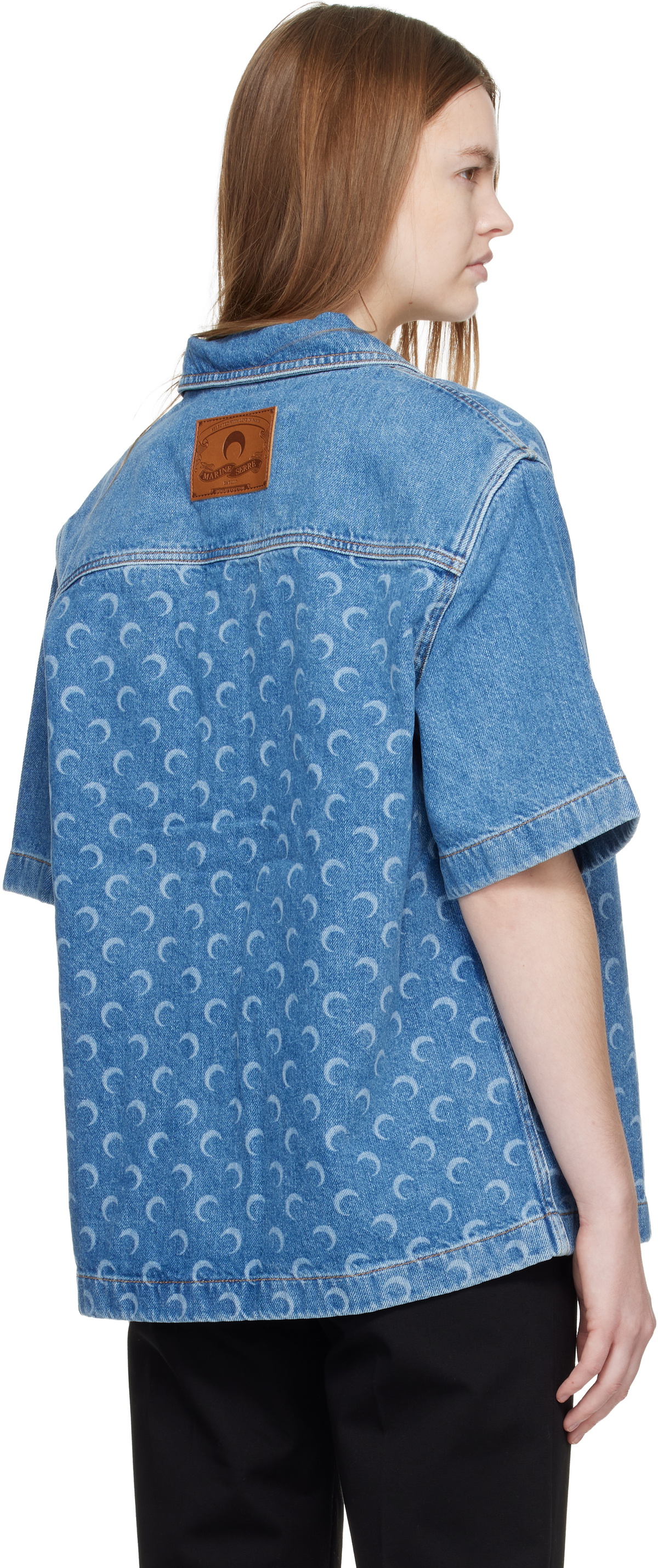 Marine Serre Blue Moon Laser SS Denim Shirt