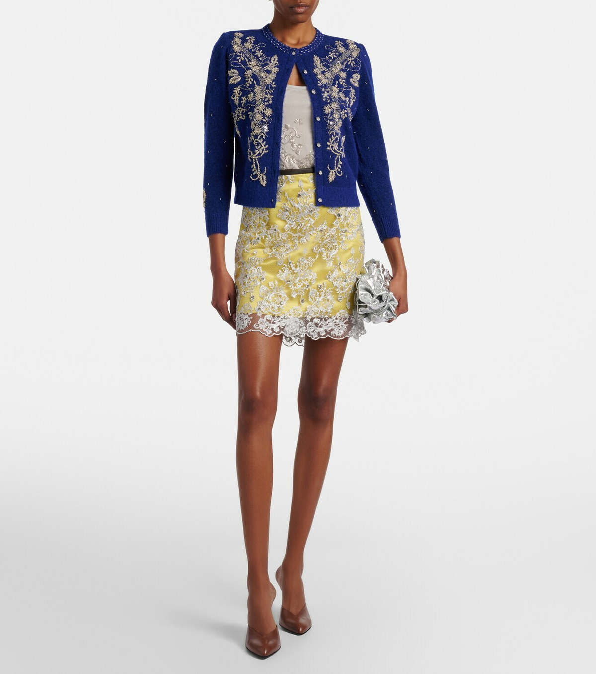 Jacques Wei Embellished lace miniskirt