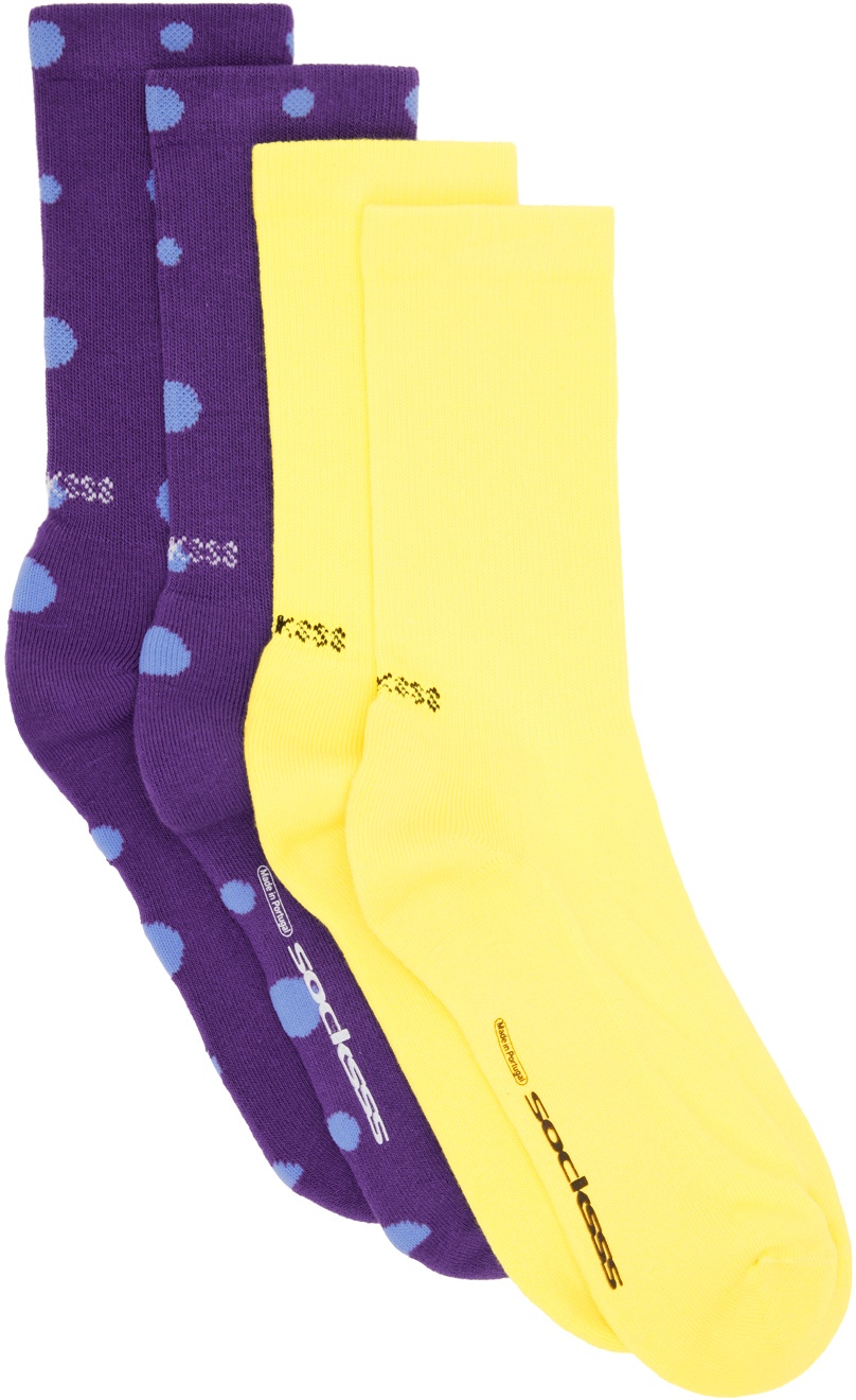 SOCKSSS Two-Pack Yellow & Purple Socks Socksss
