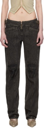 KNWLS Black Corded Straight Jeans