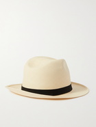 ANDERSON & SHEPPARD - Grosgrain-Trimmed Straw Panama Hat - Neutrals