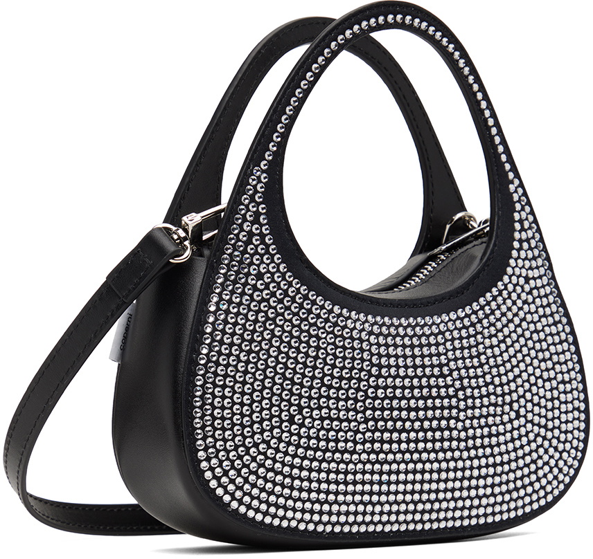 Coperni Black Crystal Embellished Micro Baguette Swipe Bag