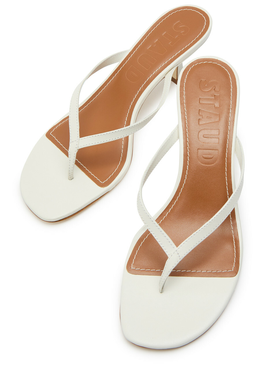 Staud Freja 60 Leather Mules White