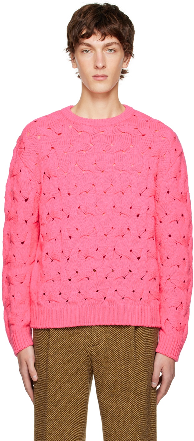 Solid Homme Pink Cable Sweater Solid Homme