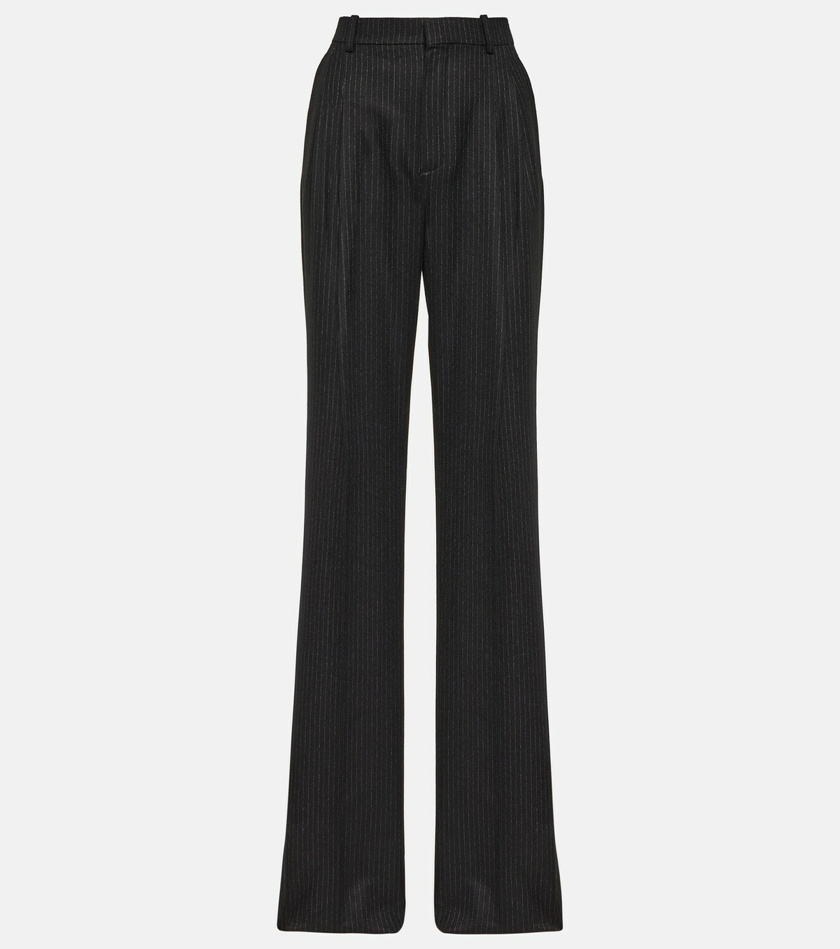 パンツ SAINT LAURENT PINSTRIPED WOOL STRAIGHT-LEG PANTS Saint Laurent Pinstripe high-rise wool wide-leg pants Saint