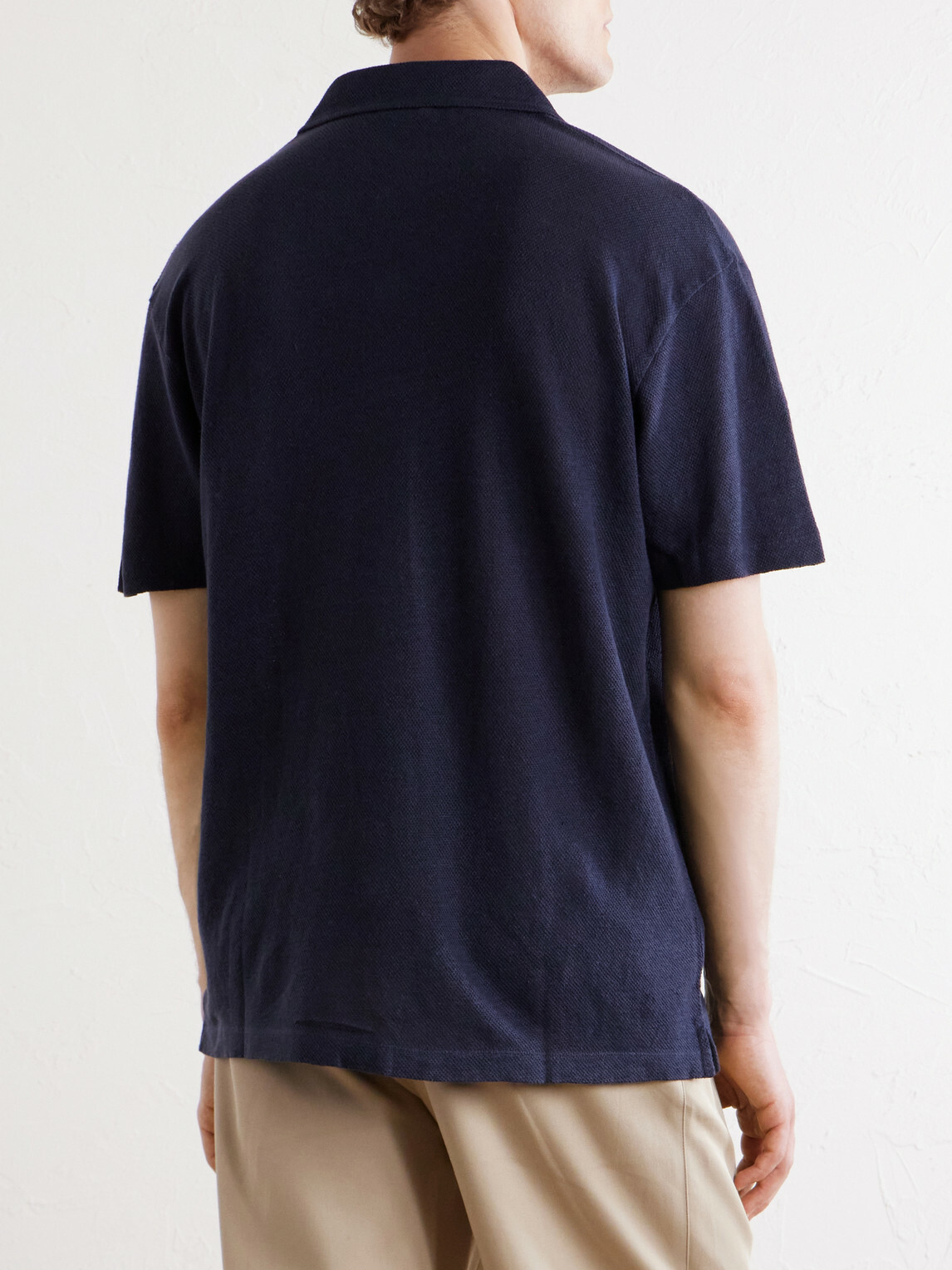 Sunspel - Linen-Piqué Polo Shirt - Blue