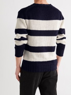 OFFICINE GÉNÉRALE - Marco Striped Linen and Cotton-Blend Sweater - Blue