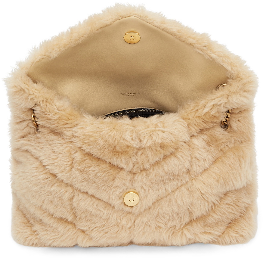 Saint Laurent Shearling Small Puffer Bag - ShopStyle