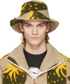 JW Anderson Beige & Green Sherpa Asymmetric Bucket Hat