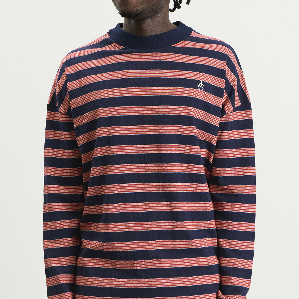Jil Sander Men's Stripe Long Sleeve T-Shirt in Red Flag