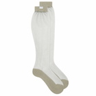 MM6 Maison Margiela Women's Sheer Knee High Socks in Dark Grey Melange