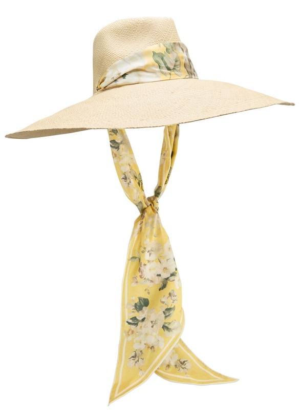 Photo: Zimmermann Scarf-embellished Straw sun hat Multi Floral