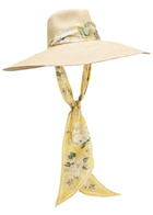 Zimmermann Scarf-embellished Straw sun hat Multi Floral