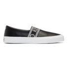 Kenzo Black Leather Kapri Slip-On Sneakers