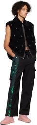 Feng Chen Wang Black Embellished Faux-Fur Vest