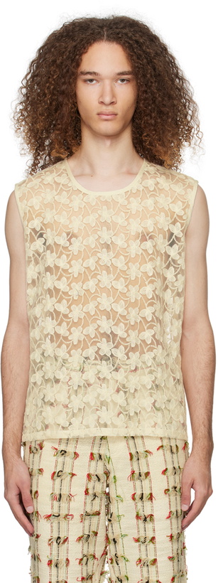 Photo: HARAGO Off-White Semi-Sheer Tank Top