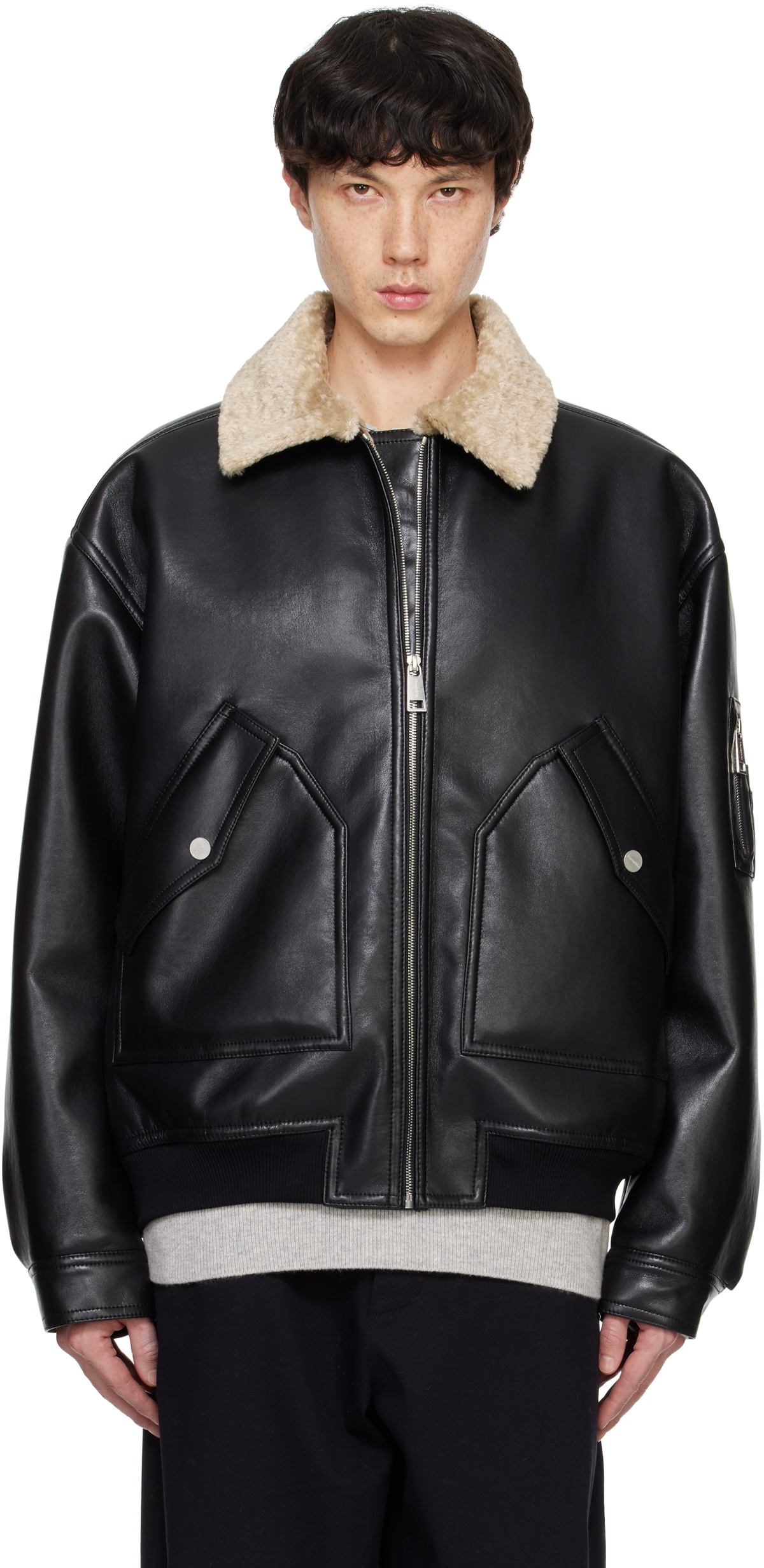Nanushka Black Lude Faux-Leather Jacket
