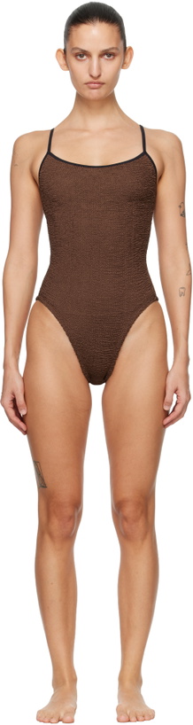 Photo: Hunza G Brown Pamela Contrast Swimsuit