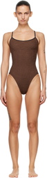 Hunza G Brown Pamela Contrast Swimsuit