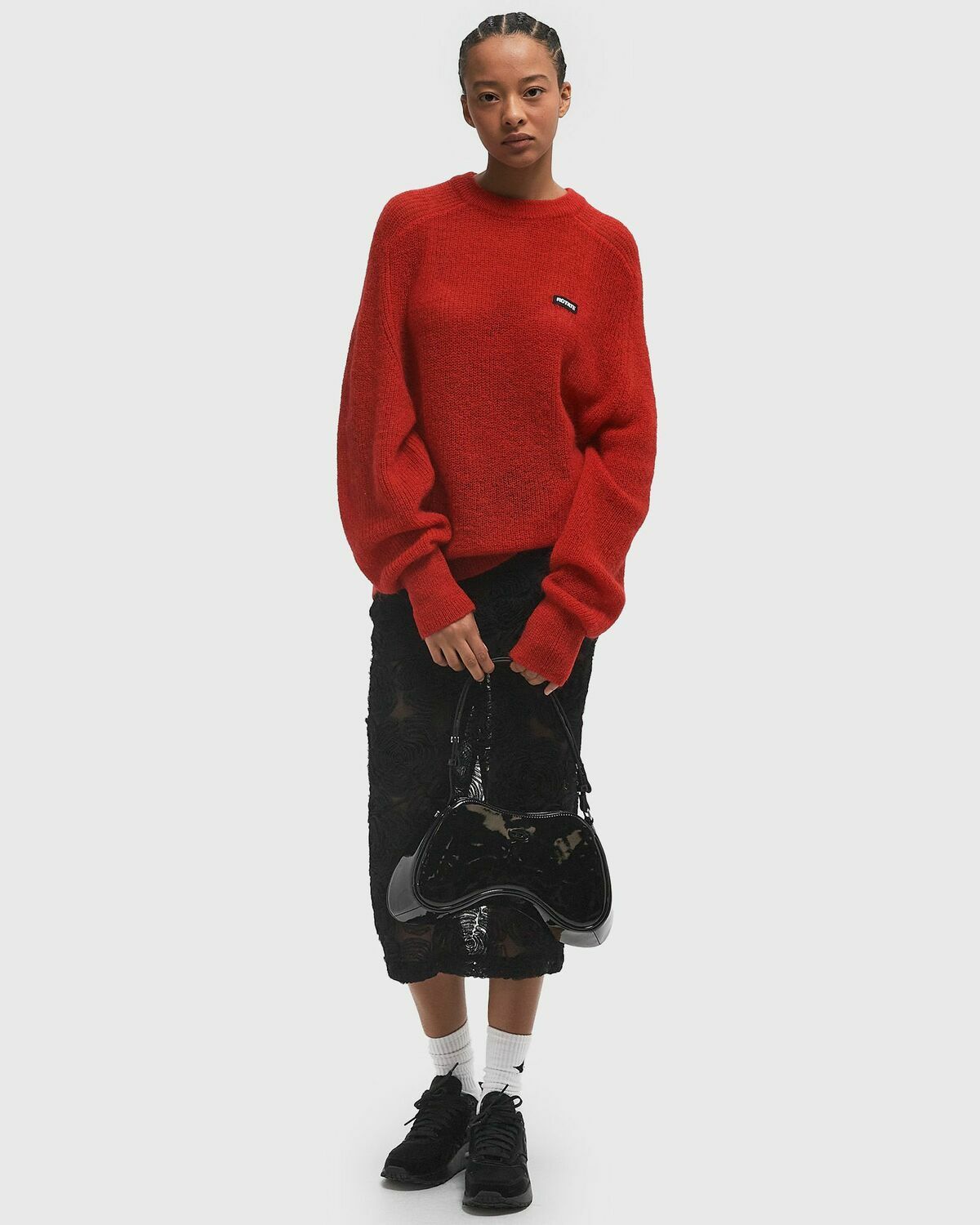 ROTATE Birger Christensen Light Knit Logo Sweater Red Womens Pullover
