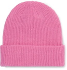 Stüssy - Logo-Embroidered Ribbed-Knit Beanie - Pink
