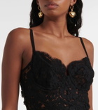 Dolce&Gabbana Silk-blend chiffon and lace corset dress