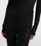 Alaïa Embellished ruched jersey maxi dress