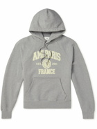 AMI PARIS - Logo-Print Cotton-Jersey Hoodie - Gray