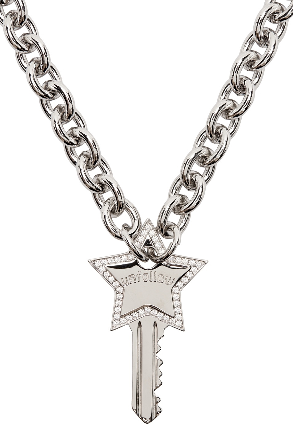 ssense exclusive silver jiwinaia edition unfollow star key necklace