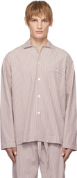 Tekla Purple & White Poplin Long-Sleeved Pyjama Shirt