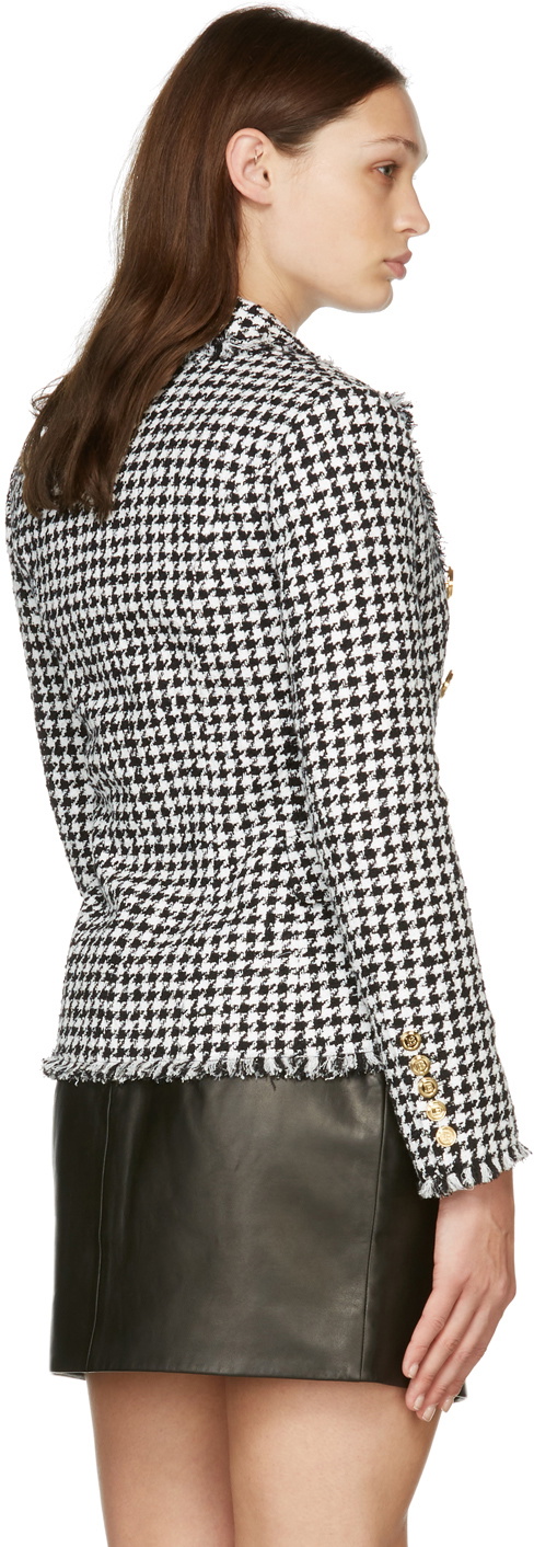 Balmain Black & White Houndstooth Blazer Balmain