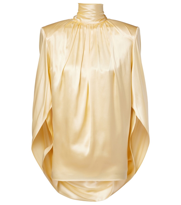 Photo: Mugler Draped silk-blend satin top