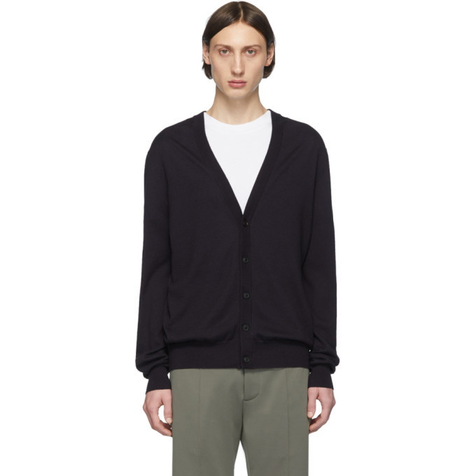 Photo: Maison Margiela Navy Elbow Patch Cardigan