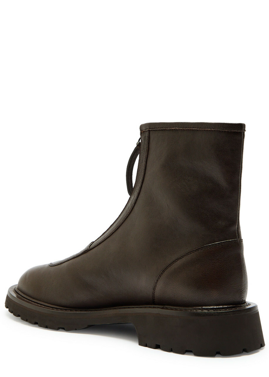 Legres Grained Leather Ankle Boots Brown