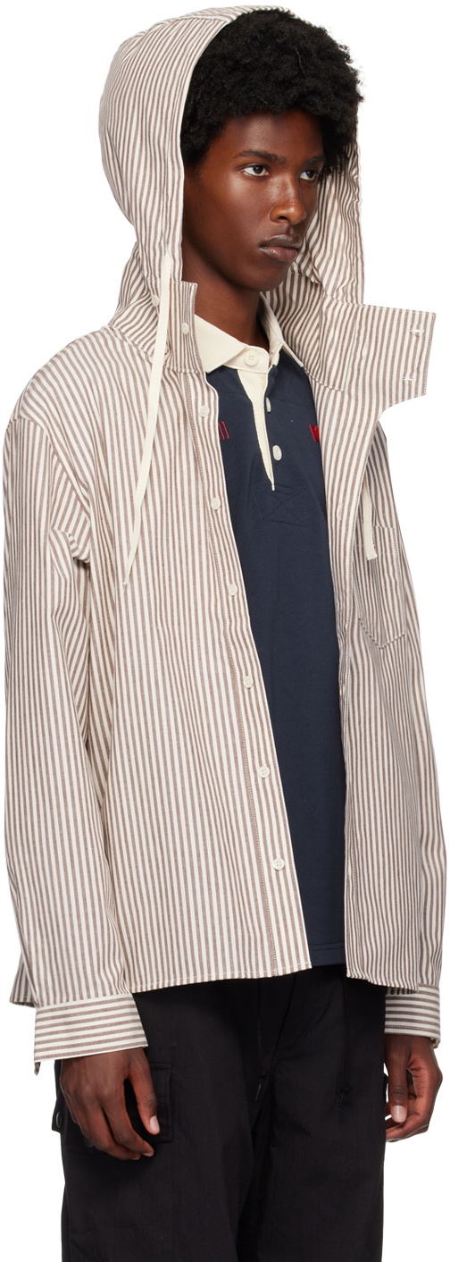 Kijun Brown Stripe Hoodie Shirt