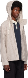 Kijun Brown Stripe Hoodie Shirt