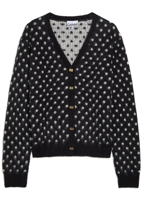 Photo: Ganni Polka dot Brushed Alpaca-blend Cardigan Black