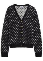 Ganni Polka dot Brushed Alpaca-blend Cardigan Black