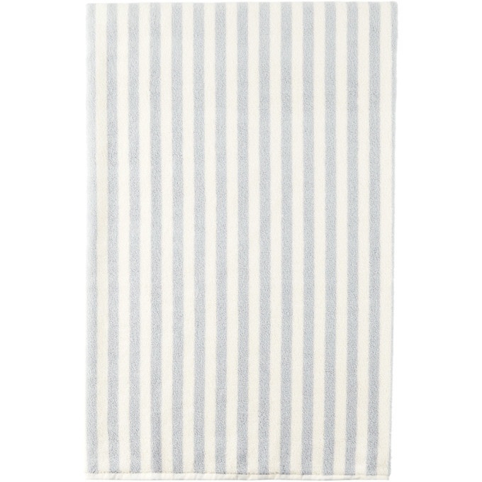 Photo: Tekla SSENSE Exclusive Off-White and Blue Stripe Bath Sheet Towel