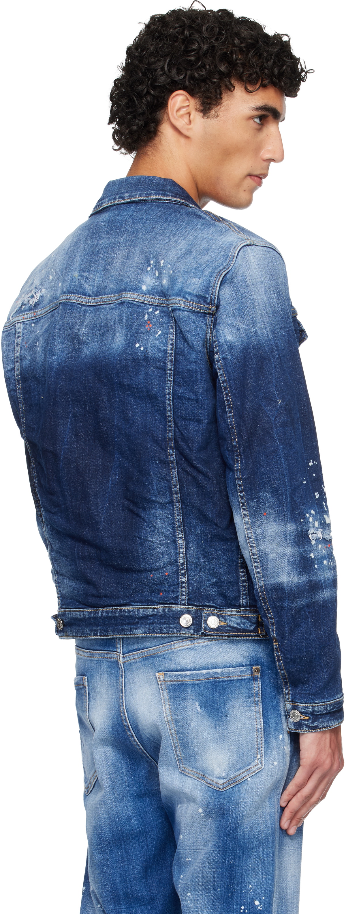 Dsquared2 Navy Medium Easy Wash Dan Denim Jacket