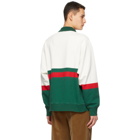 Gucci White and Green Web Stripe Polo Sweatshirt