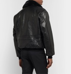 Schott - G-1 Shearling-Trimmed Leather Bomber Jacket - Black