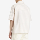 Maison Kitsuné Men's Short Sleeve Handwriting Overshirt in Cork Stripe