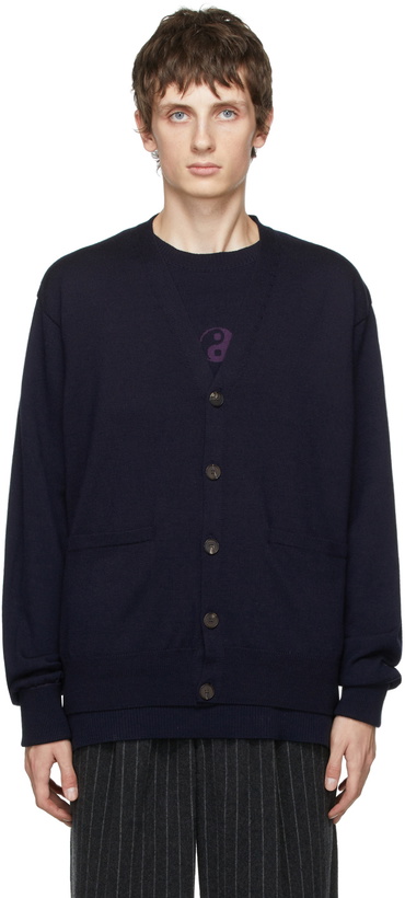 Photo: BED J.W. FORD Navy Wool Buttoned Cardigan