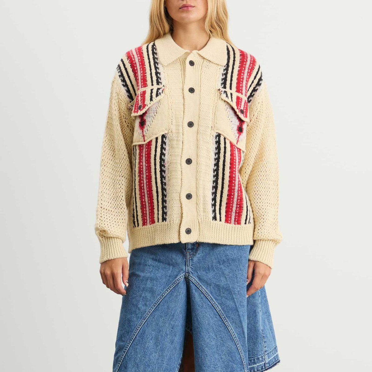 TOGA ARCHIVES Women's Mesh Knit Jacket in Off White